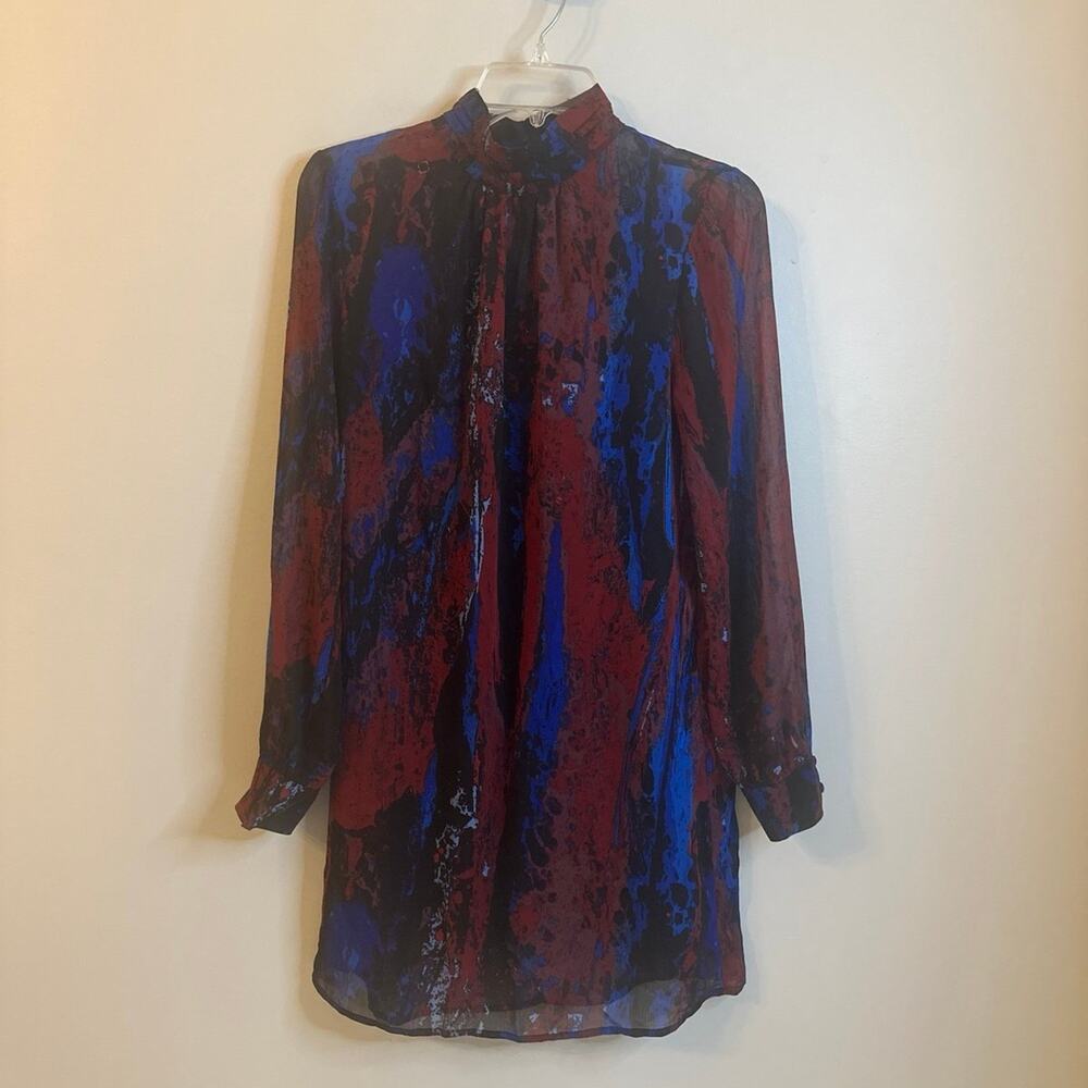 Allison Joy by Evereve Long Sleeve, Burgundy Abstract Dress, Women’s Size Small